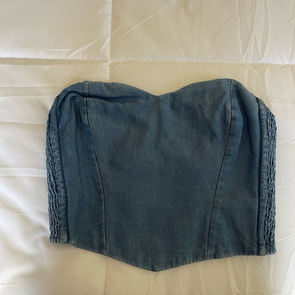 Blue Denim Bustier Top
